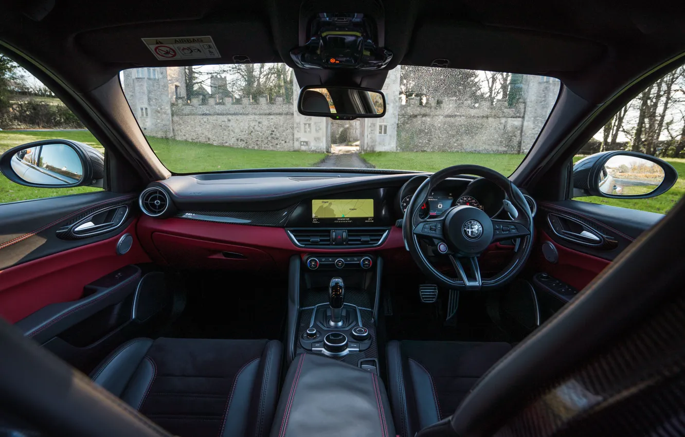 Photo wallpaper Alfa Romeo, Giulia, steering wheel, dashboard, Alfa Romeo Giulia Quadrifoglio NRING