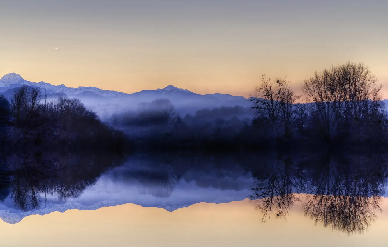 Photo wallpaper landscape, mountains, lake
