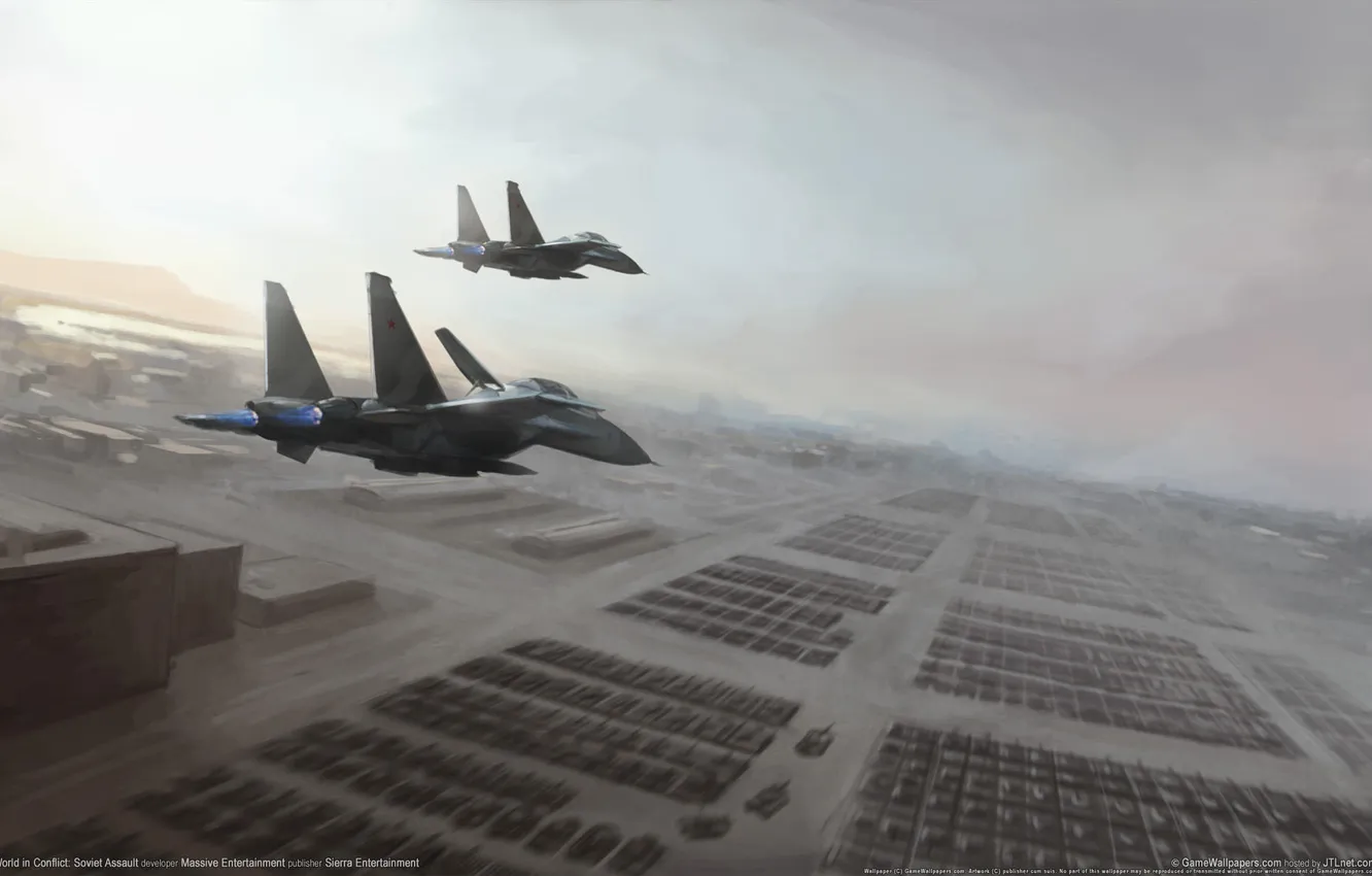 Photo wallpaper aviation, army, tank, soviet assault, world in conflict