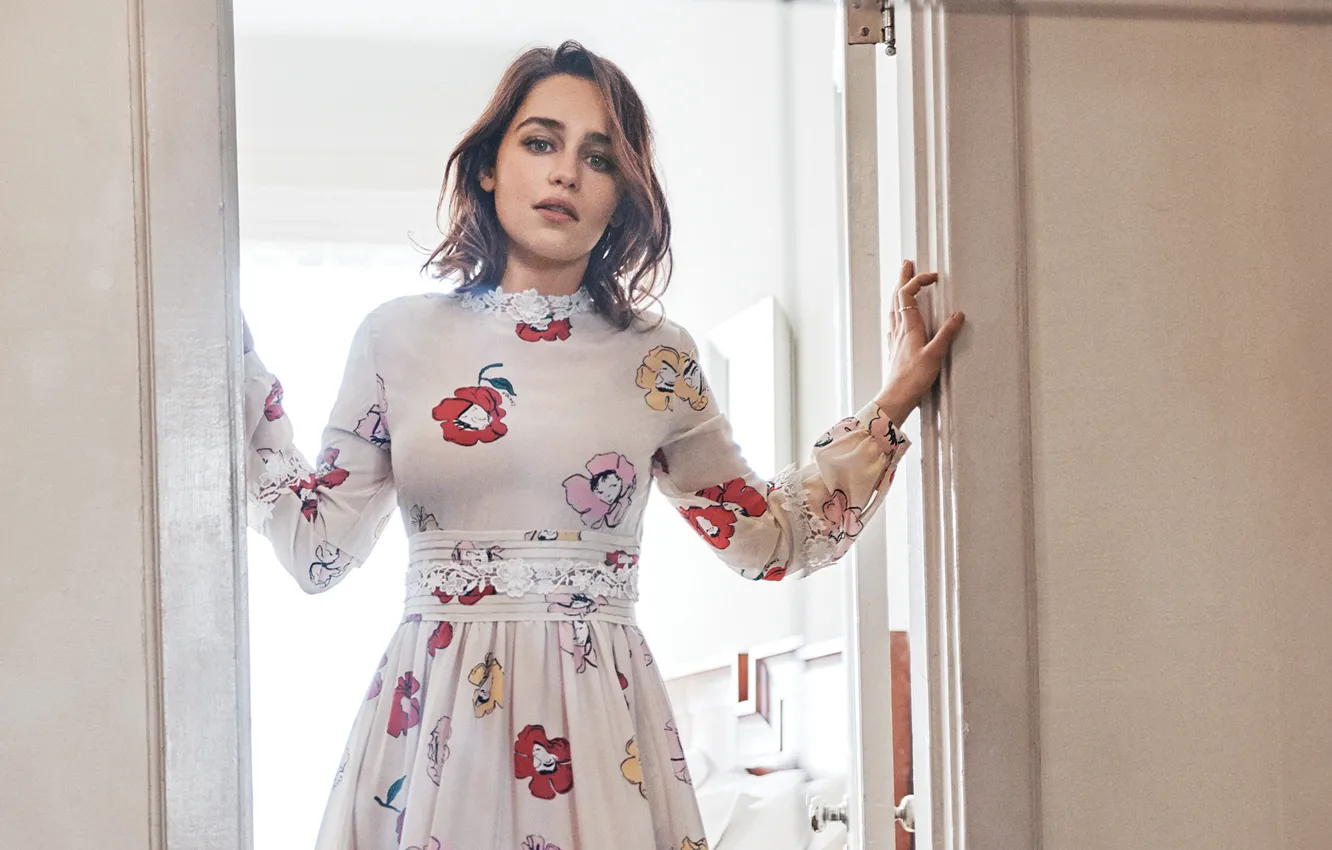 Photo wallpaper dress, actress, brunette, photoshoot, Emilia Clarke, Emilia Clarke, Glamour, Steven Pan