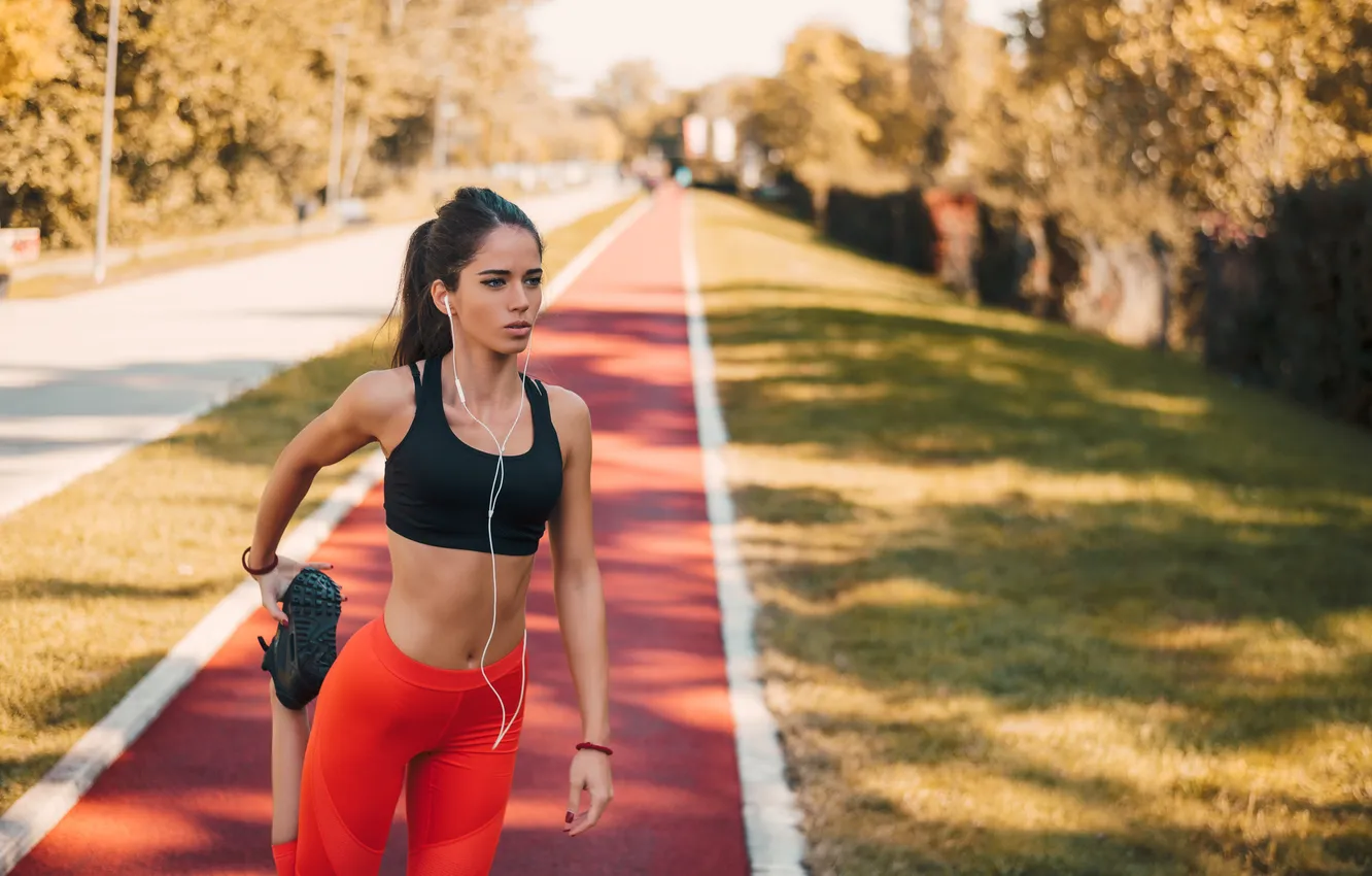 Photo wallpaper girl, sports, sneakers, sportswear, warm-up, Sweetheart