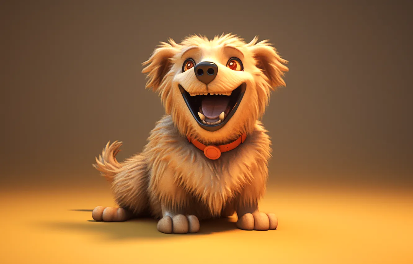 Photo wallpaper animals, dog, digital art, Happy, Minimalism, CGI, simple background, AI Art