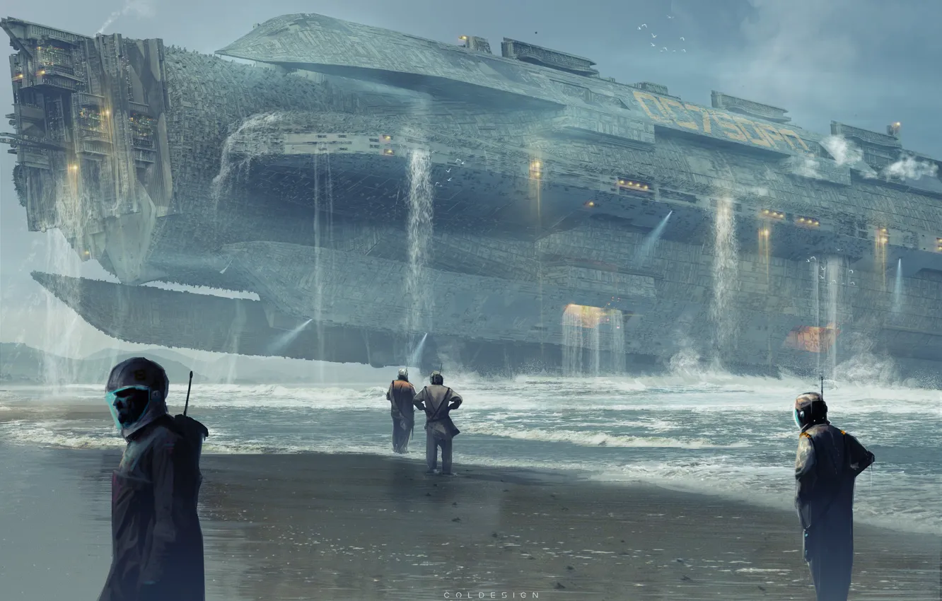 Photo wallpaper wave, transport, shore, people, i told you we were too low