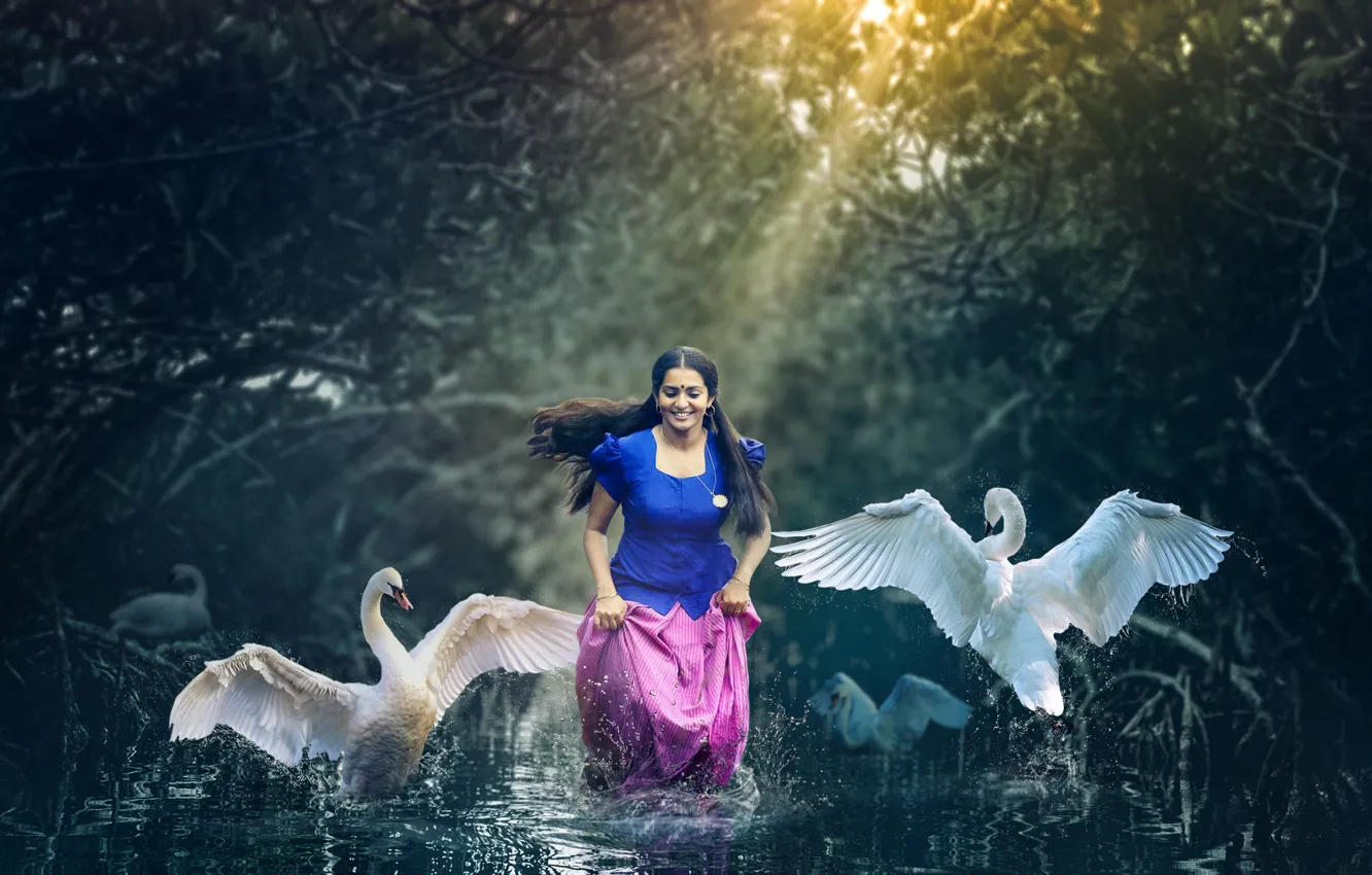 Photo wallpaper girl, smile, beautiful, model, pose, indian, Photoshoot