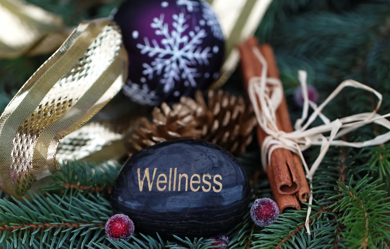 Photo wallpaper decoration, balls, tree, new year, Christmas, Christmas, balls, angel