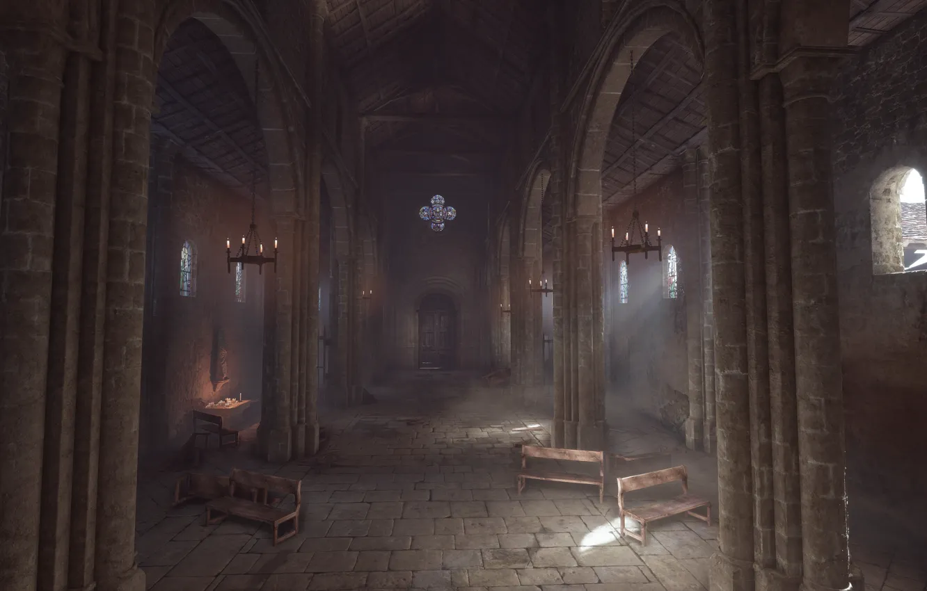 Photo wallpaper Church, columns, a plague tale: innocence