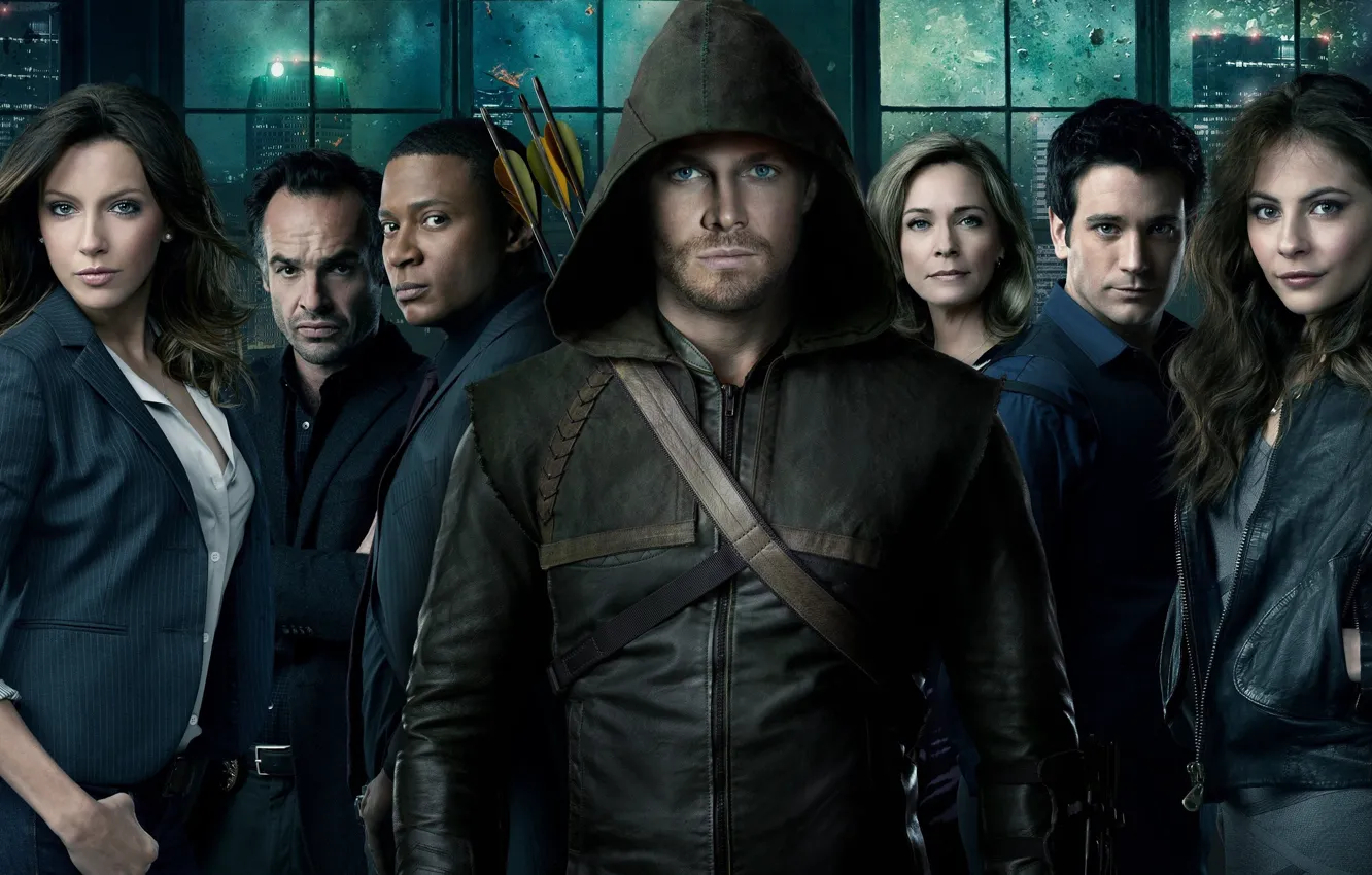 Photo wallpaper arrows, Green Arrow, Arrow, DC Comics, Stephen Amell, Oliver Queen, Katie Cassidy, CTV