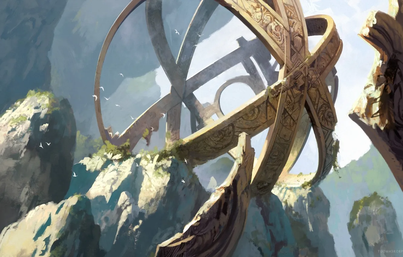 Photo wallpaper mountains, metal, construction, art, Observatory, giant, tuomas korpi