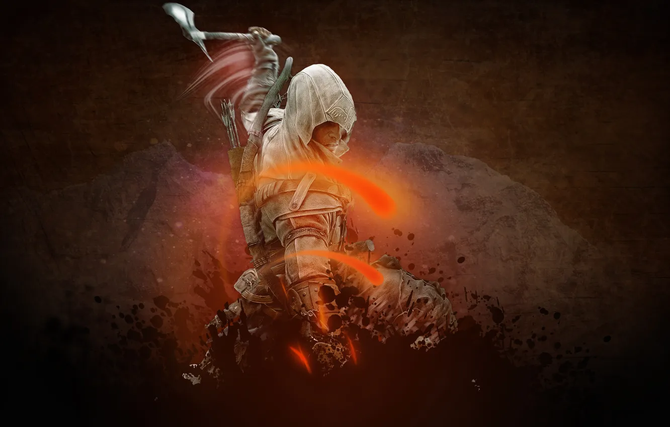 Photo wallpaper weapons, axe, killer, assassin, Radunhageydu, the creed of the assassins, assassins creed 3, Connor Kenuey