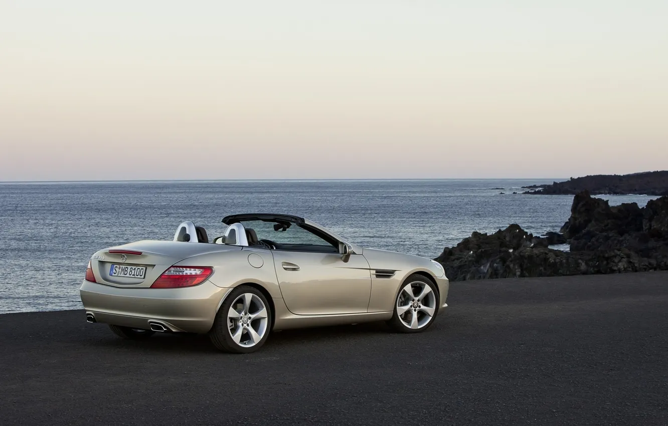 Photo wallpaper sea, machine, landscape, photo, view, cars, Mercedes, Mercedes