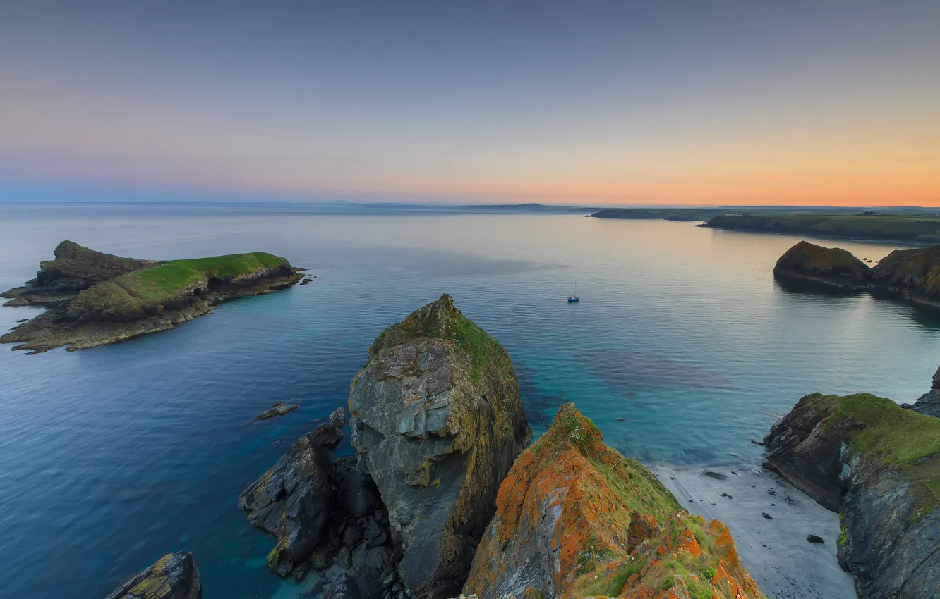 Photo wallpaper sea, the sky, rocks, the evening