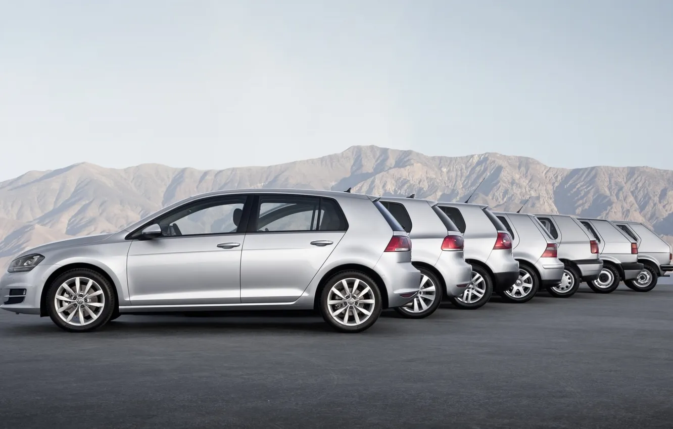 Photo wallpaper the sky, mountains, Volkswagen, Golf, rear view, evolution, golf, Volkswagen