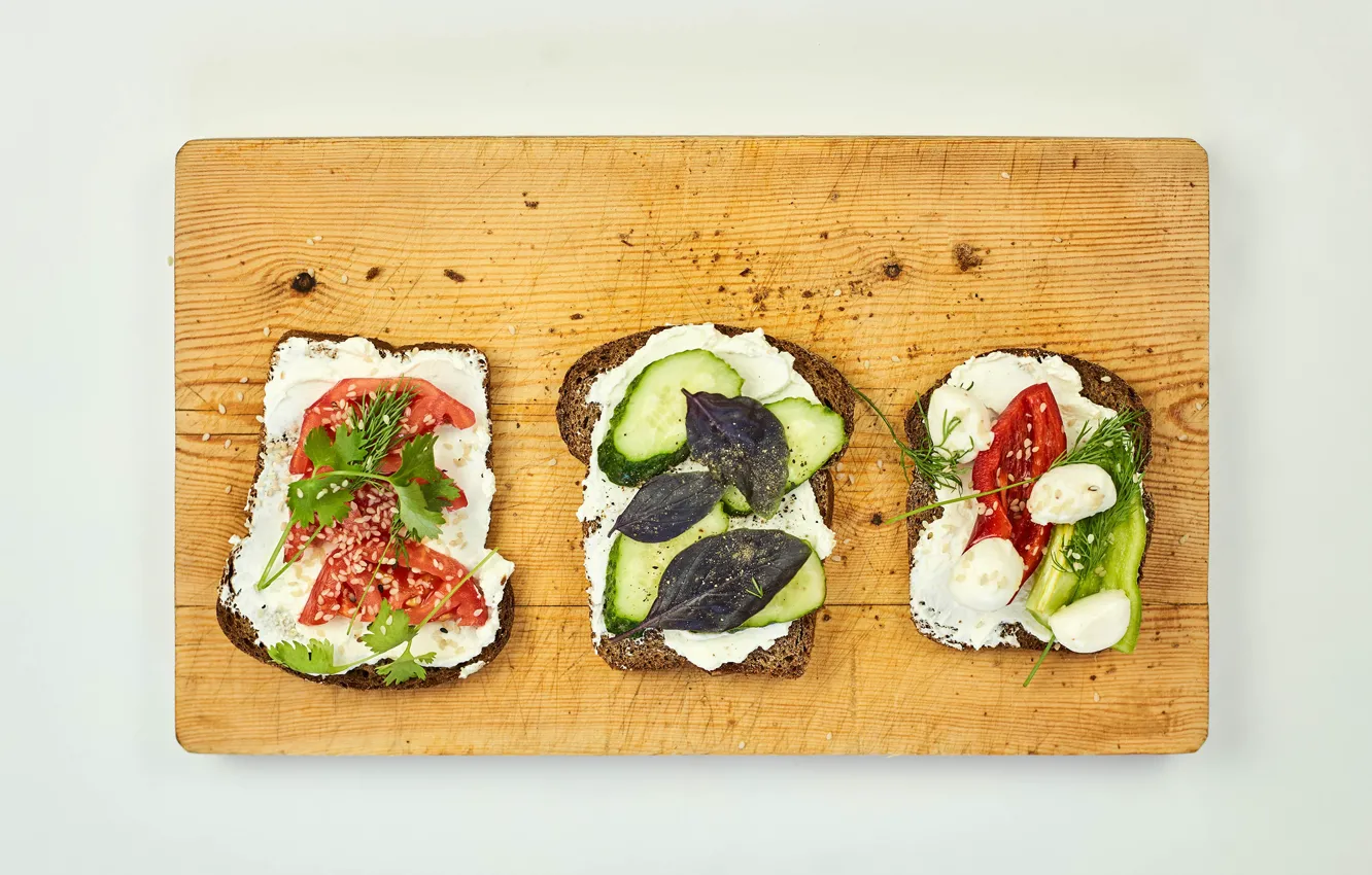 Photo wallpaper bread, pepper, vegetables, tomatoes, sandwiches