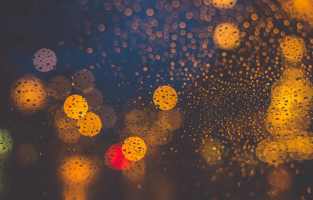 Photo wallpaper lights, water, drops, globes