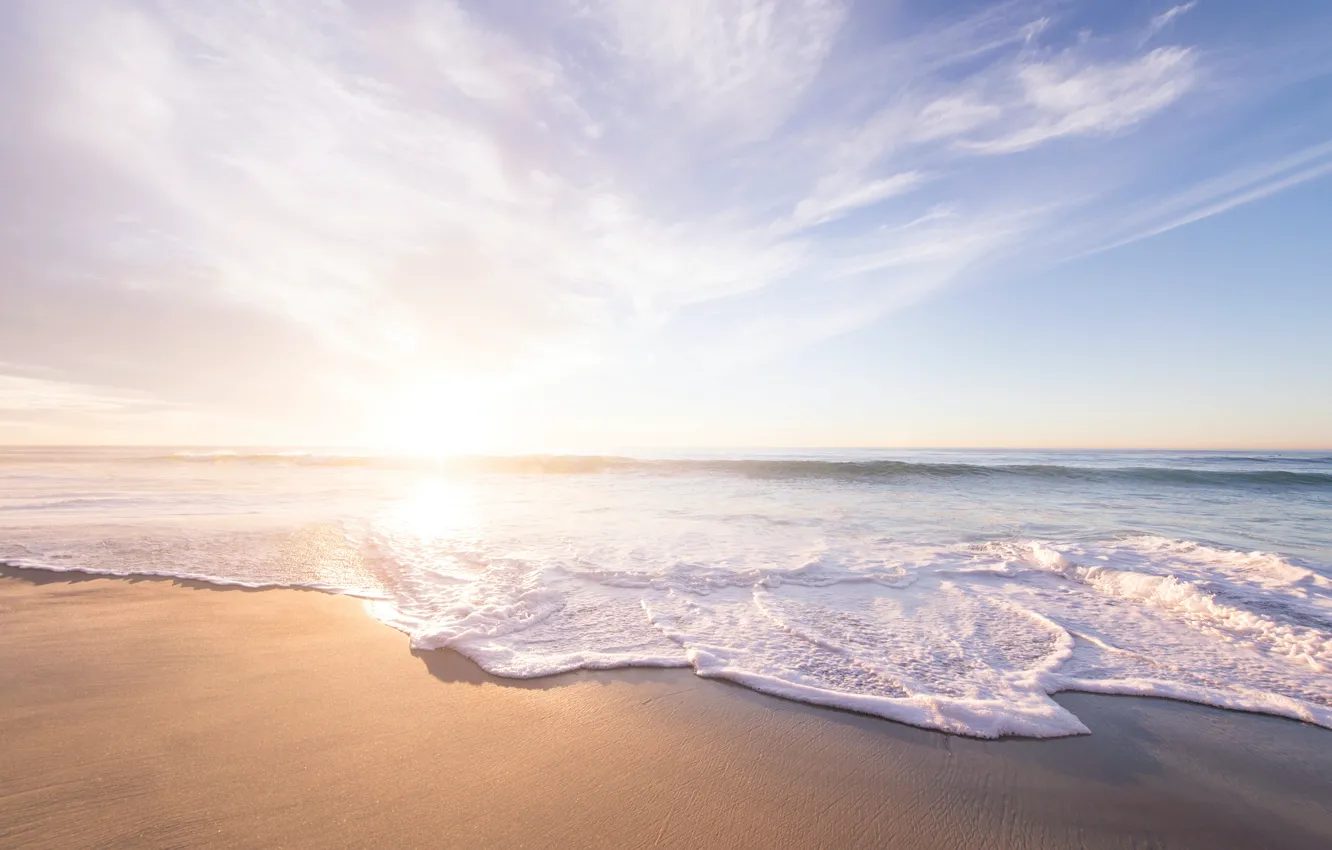 Photo wallpaper nature, beach, sand, sea, water, the ocean, the sun