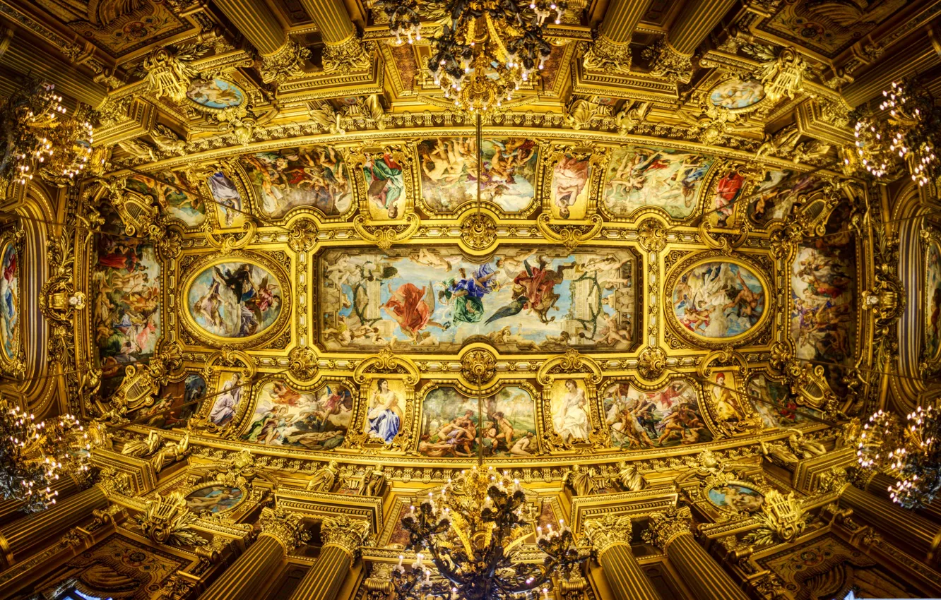 Photo wallpaper France, Paris, the ceiling, Opera Garnier