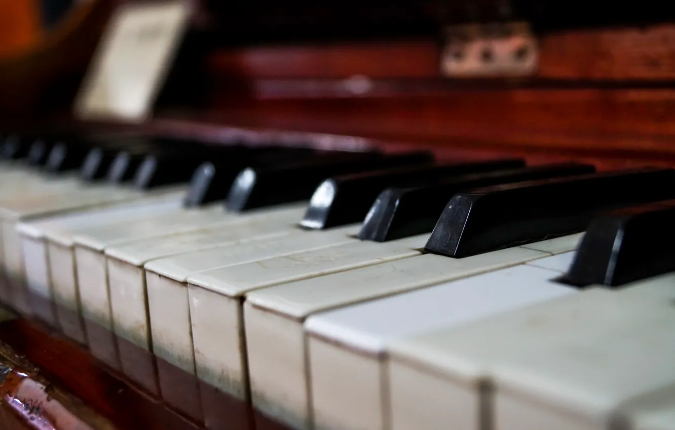 Photo wallpaper macro, music, piano