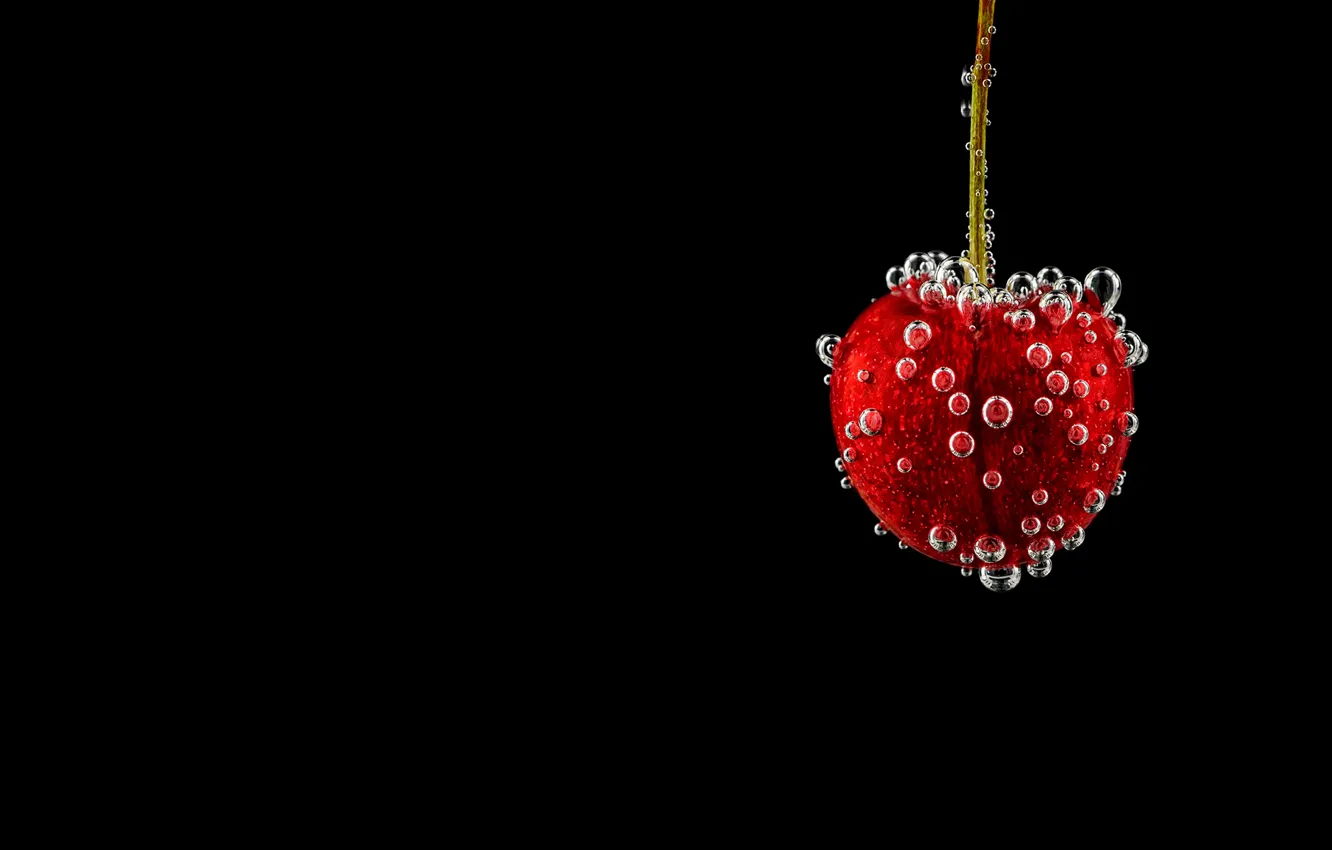 Photo wallpaper bubbles, cherry, berry