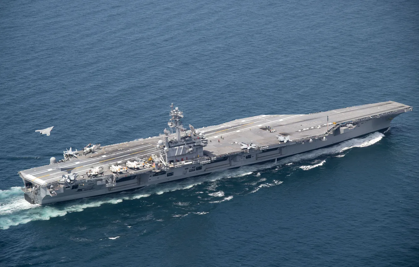 Photo wallpaper the carrier, UAV, X-47B, George H.W. Bush, CVN 77, Strike UAVs