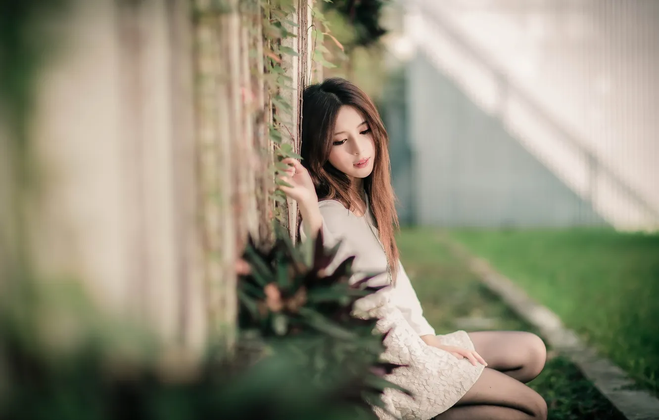 Photo wallpaper girl, mood, street, Asian