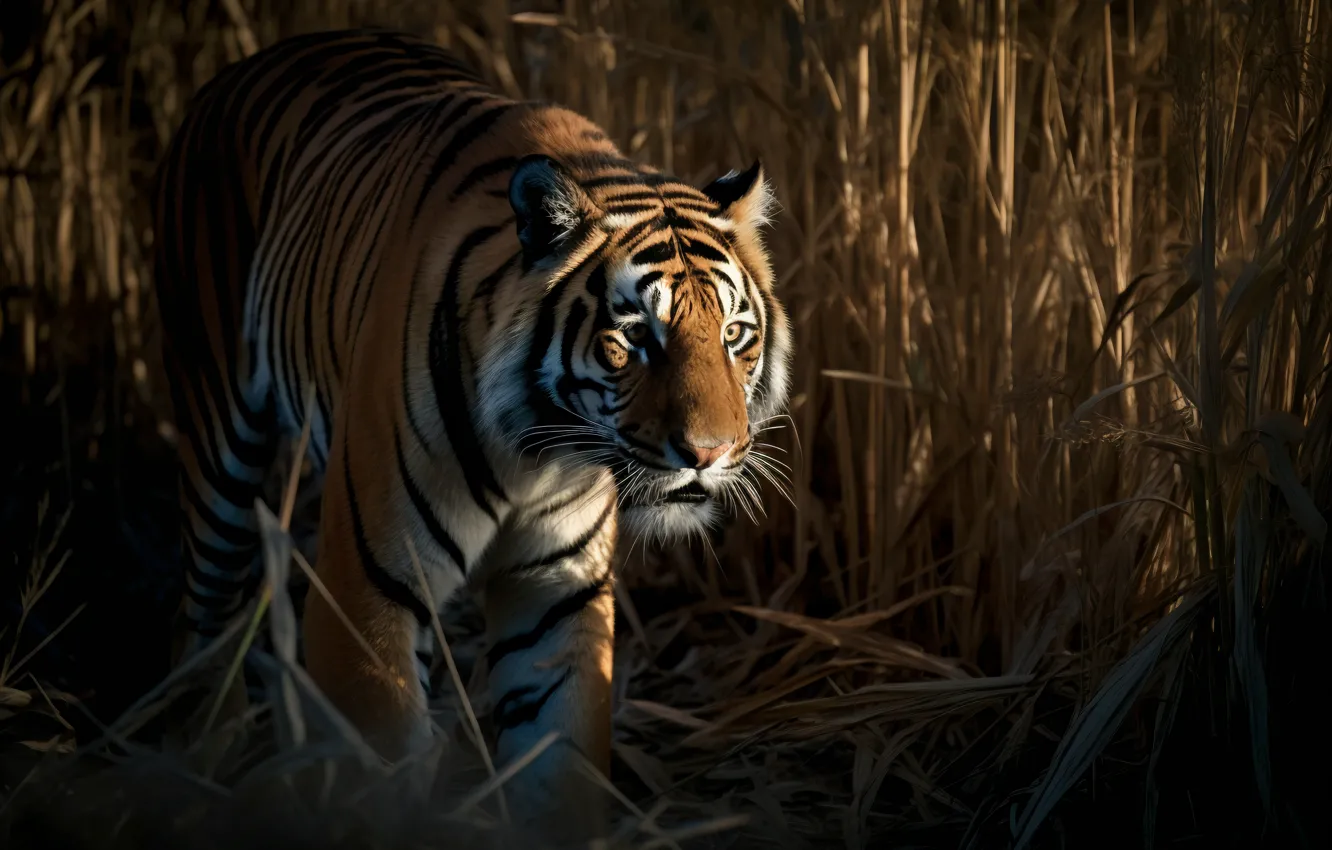 Photo wallpaper nature, tiger, walk, digital art, AI art, The Art of Artificial Intelligence, neural network