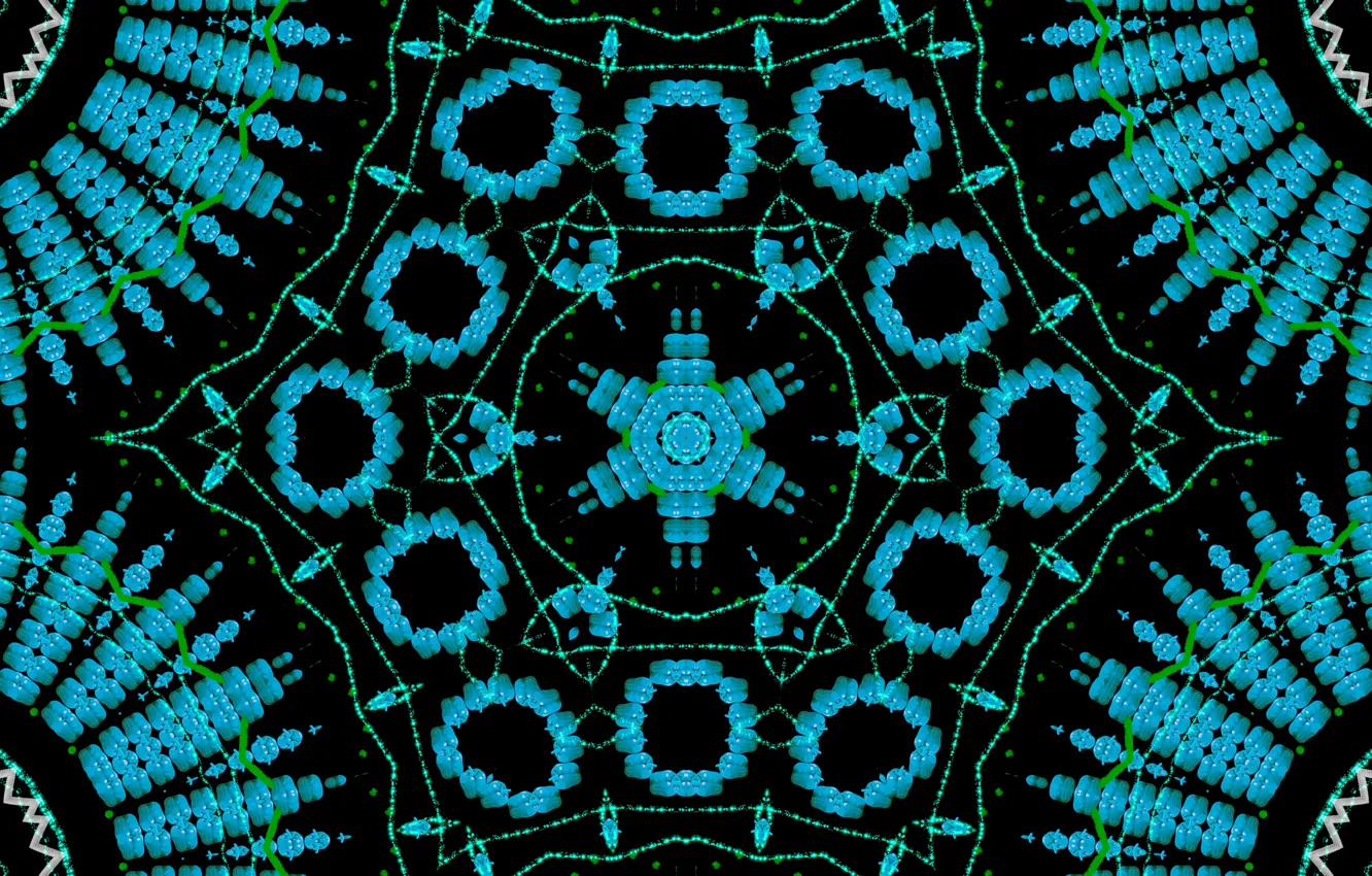 Photo wallpaper rays, circles, blue, pattern, pepper, kaleidoscope