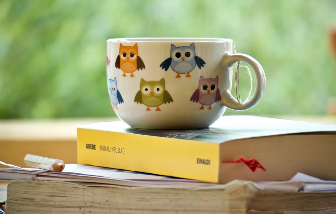 Photo wallpaper tea, Cup, book