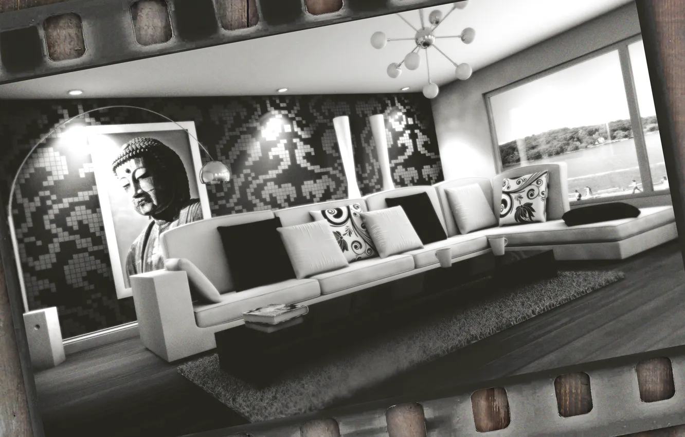 Photo wallpaper style, picture, film, black and white