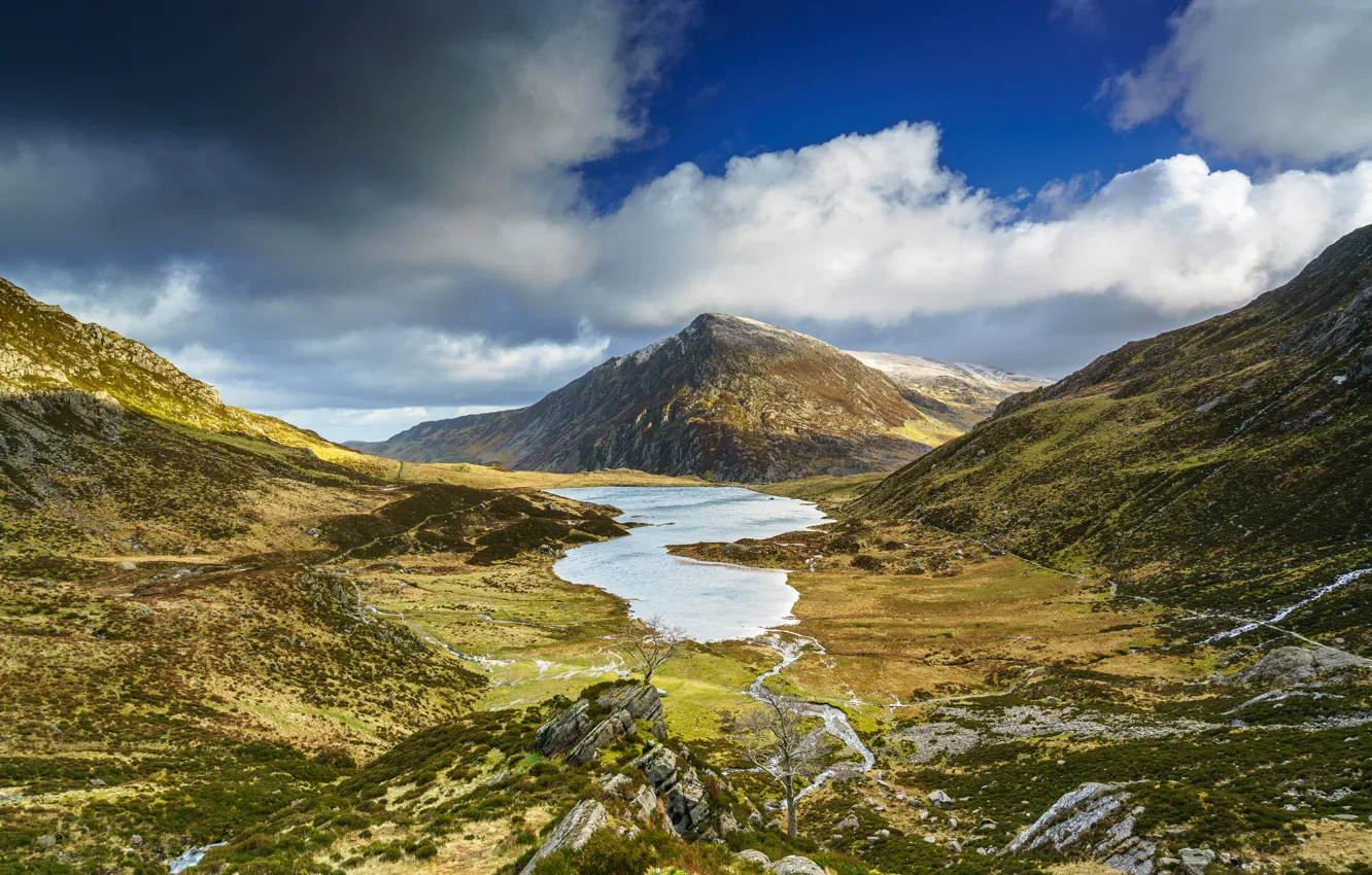 Photo wallpaper the sky, clouds, mountains, Wales, Snowdonia