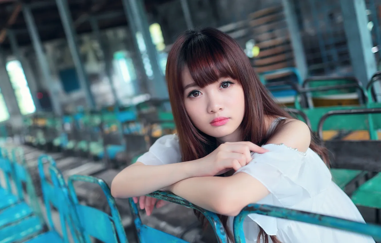 Photo wallpaper look, girl, face, hair, beauty