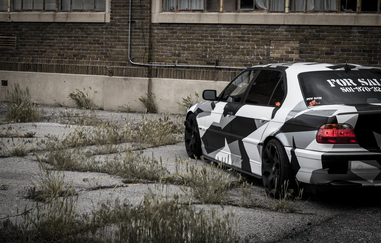 Photo wallpaper tuning, BMW, BMW, winter, e38, Alpina, 740il, camo