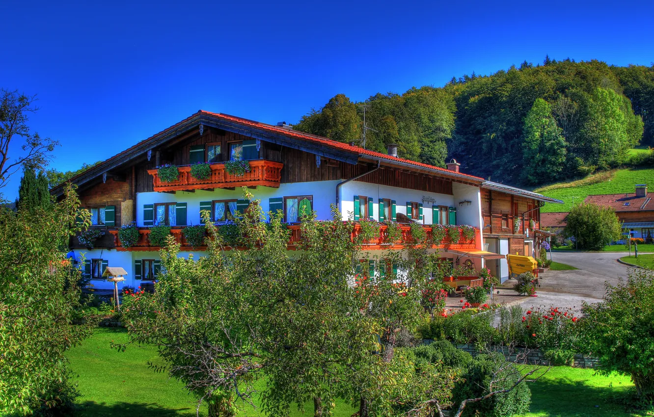 Photo wallpaper trees, the city, photo, home, Germany, Marktschellenberg