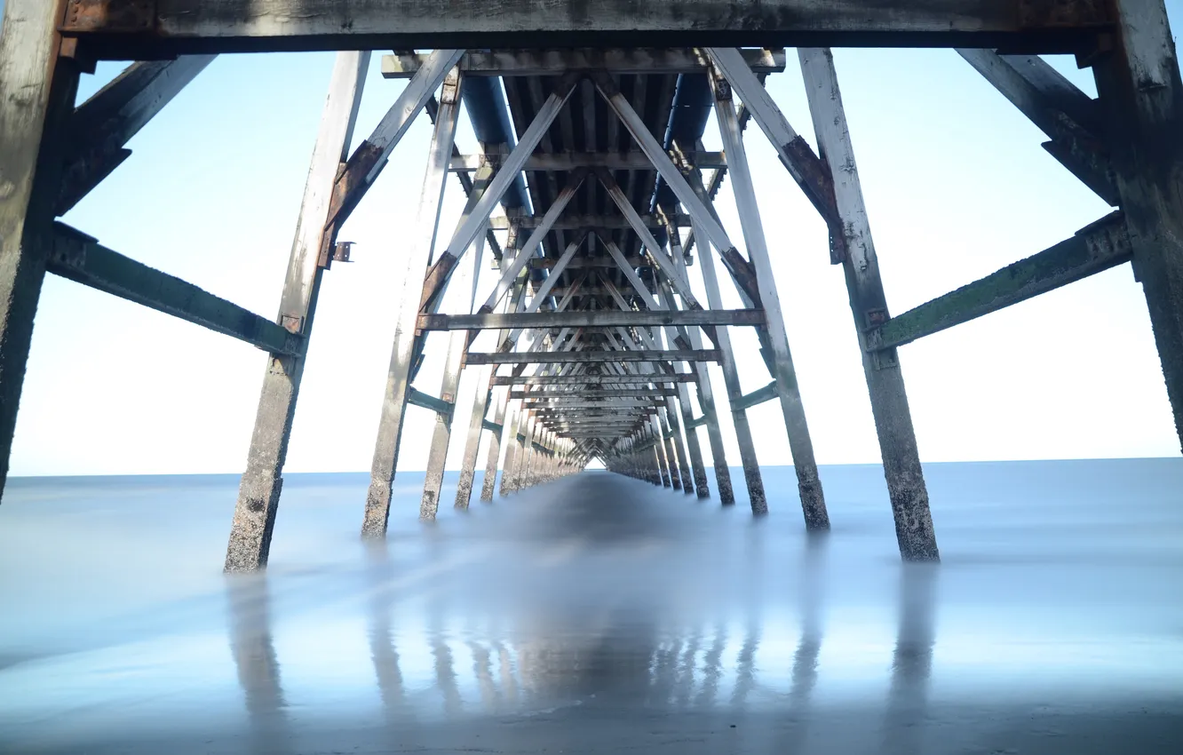 Photo wallpaper sea, bridge, support