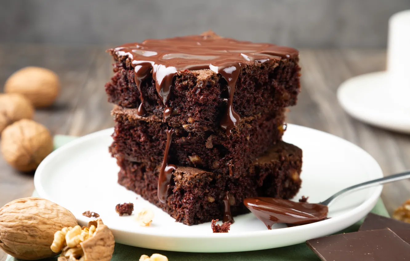 Photo wallpaper cake, brown, chocolate, breakfast, bakery, chocolate dessert, baked, brownie