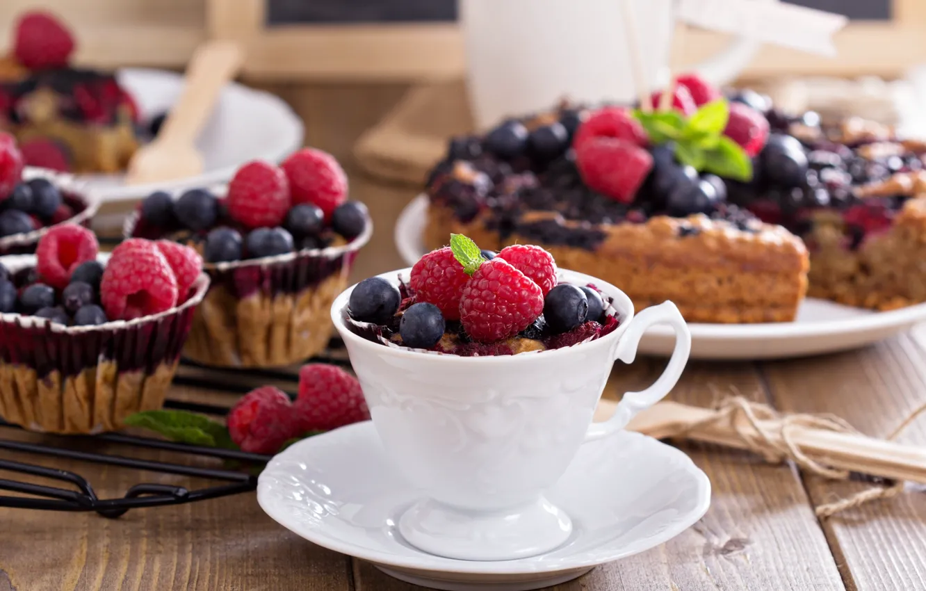 Photo wallpaper cakes, baking, Berry scones with oats, Berry muffin with oats