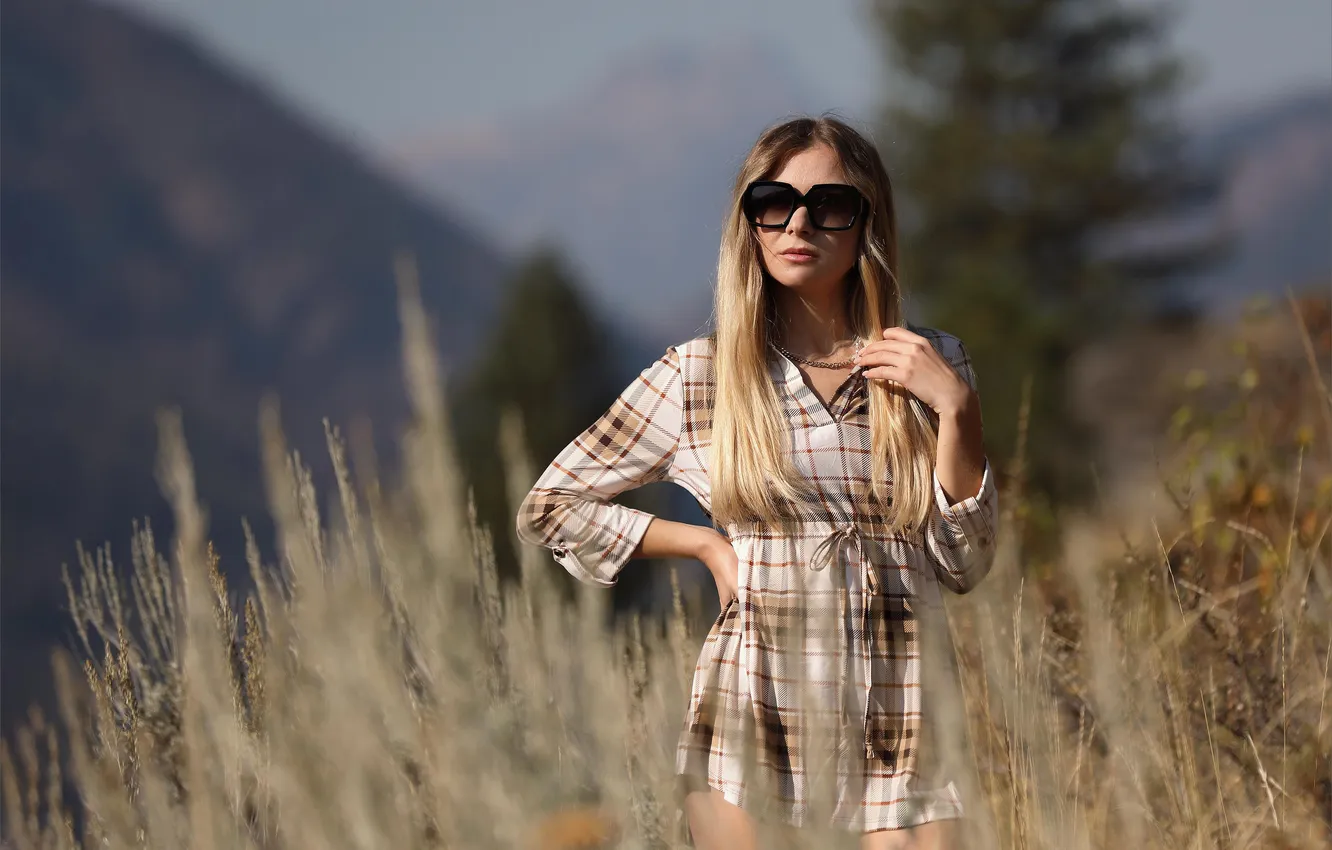 Photo wallpaper model, cute, female, sunglasses, long-haired