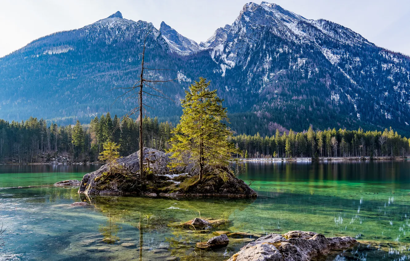 Photo wallpaper mountains, lake, Germany, Bayern, Alps, Antenbichl