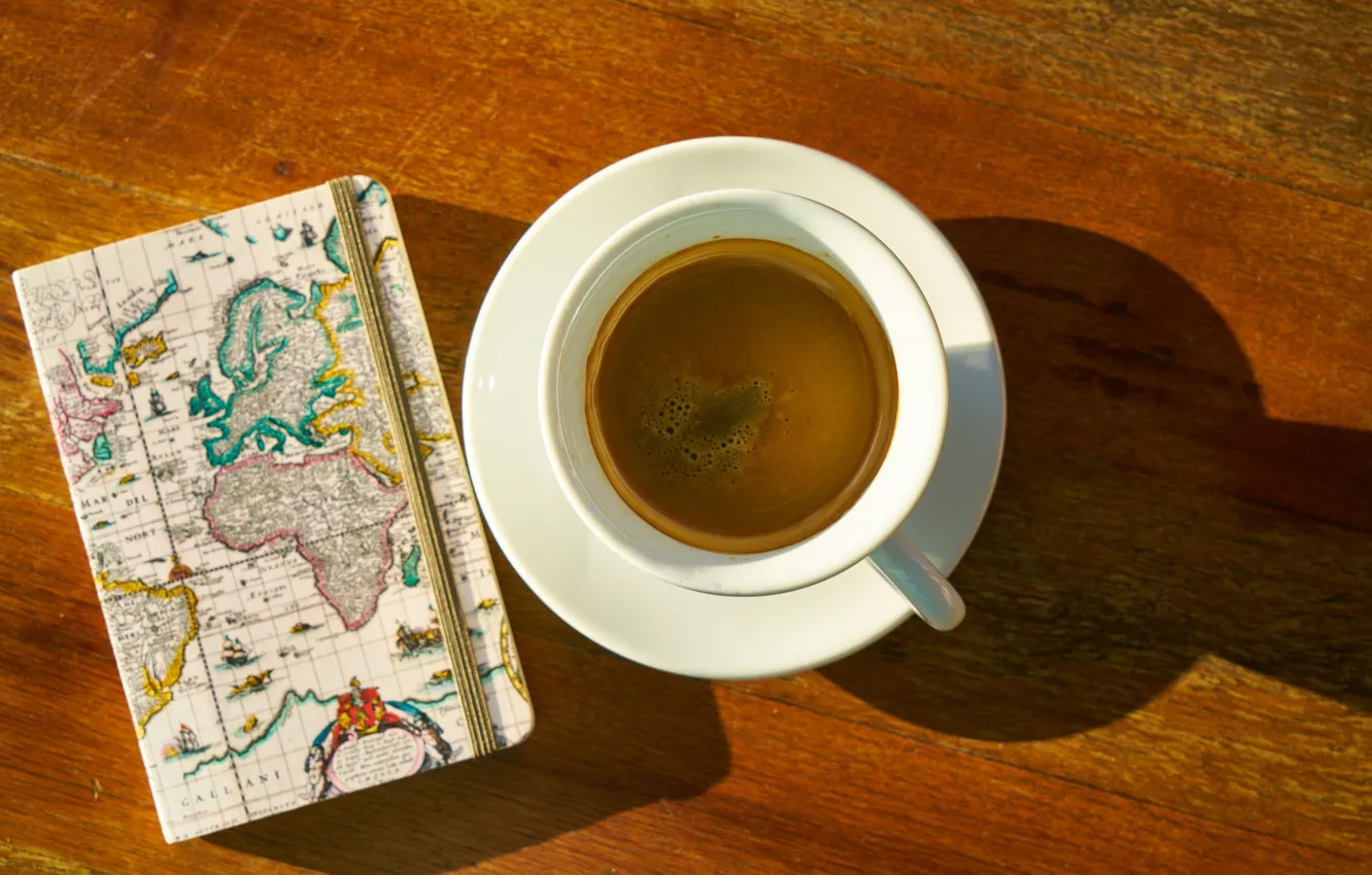 Photo wallpaper travel, coffee, Cup, Notepad
