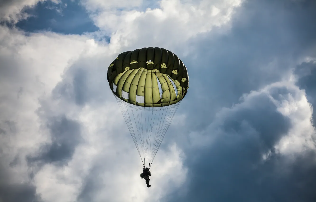 Photo wallpaper the sky, clouds, people, parachute