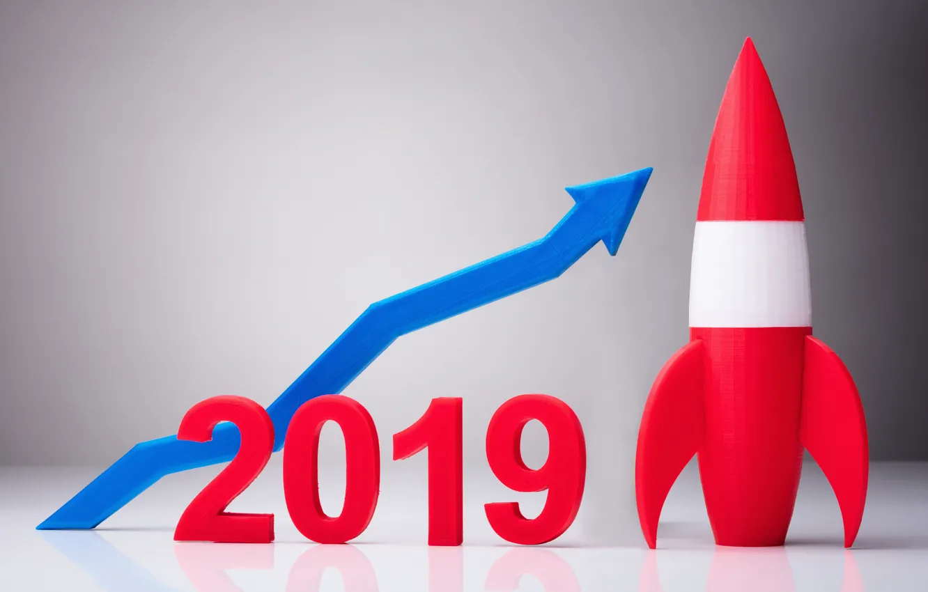 Photo wallpaper new year, rocket, 2019