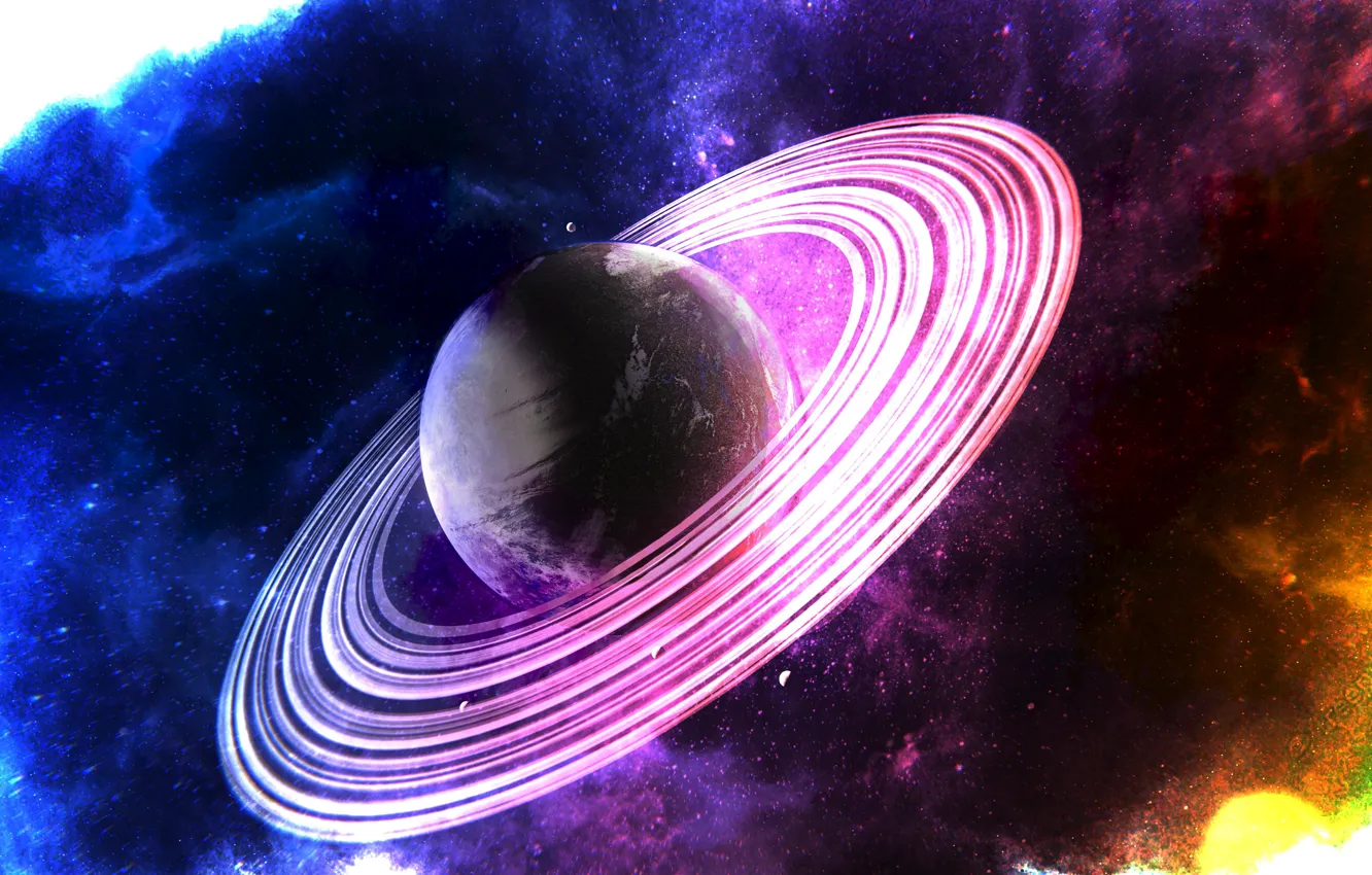 Photo wallpaper space, planet, rings