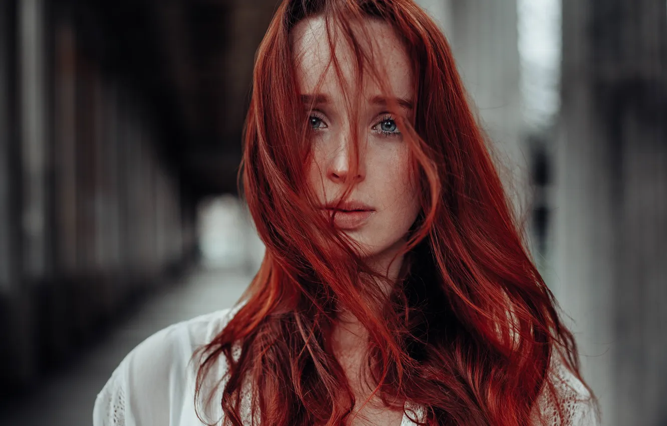 Photo wallpaper girl, portrait, red