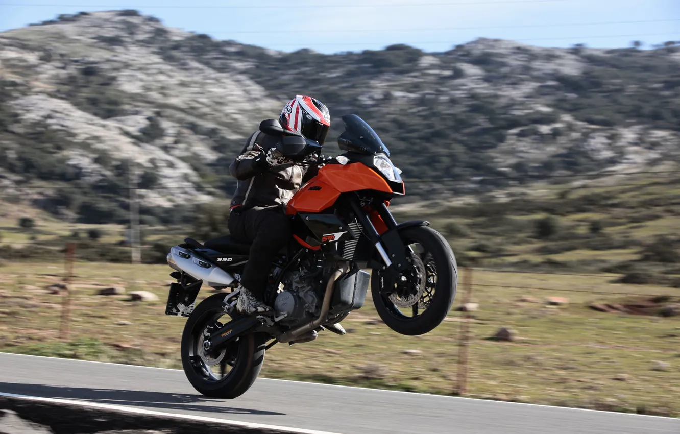 Photo wallpaper track, Moto, racer, the trick