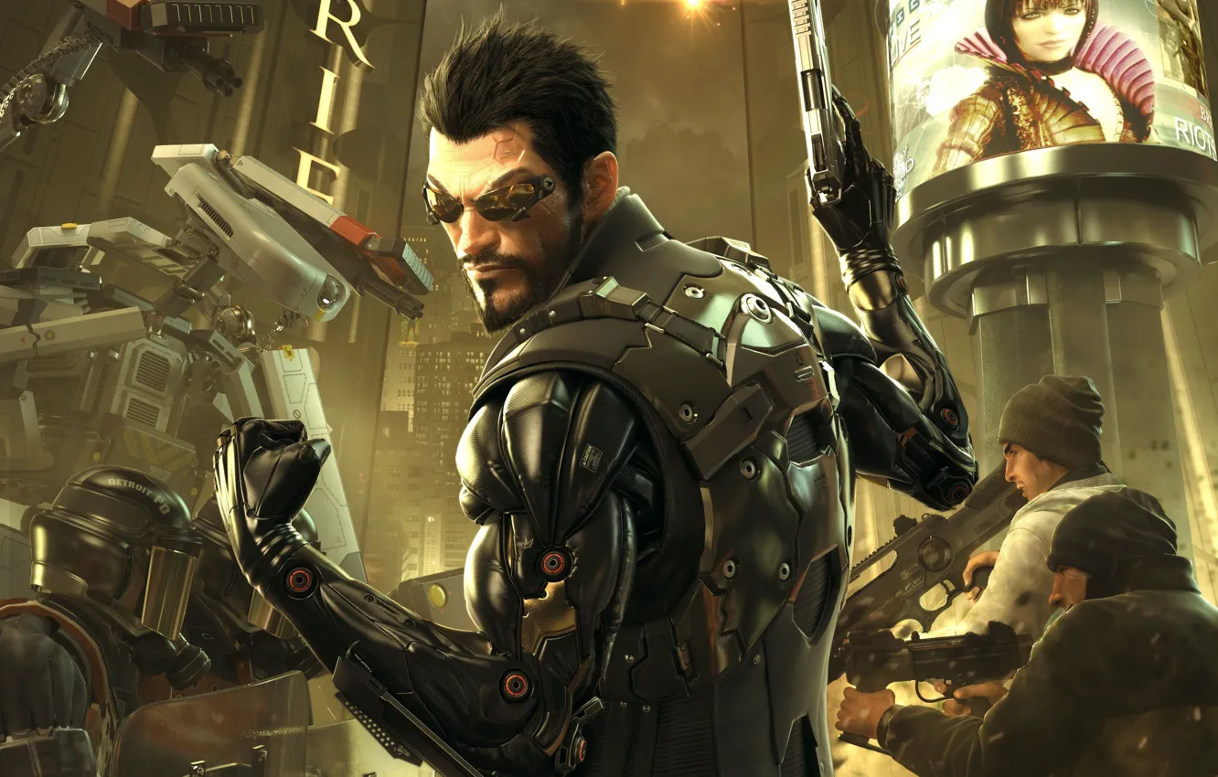 Photo wallpaper cyborg, Square Enix, Deus Ex: Human Revolution, Adam Jensen, Adam Jensen, cyborg, Eidos Interactive, Director's …