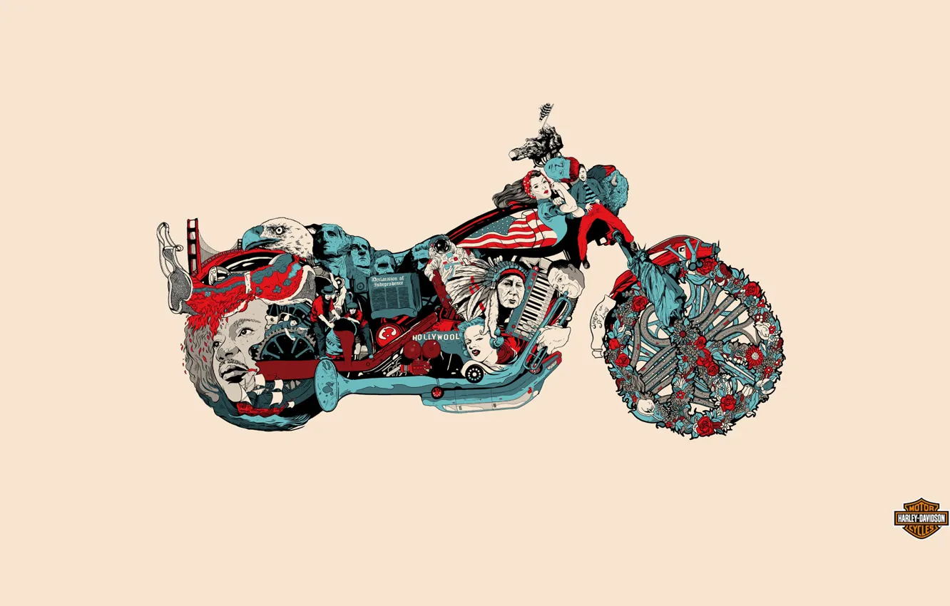 Photo wallpaper background, motorcycle, bike, Harley Davidson, history