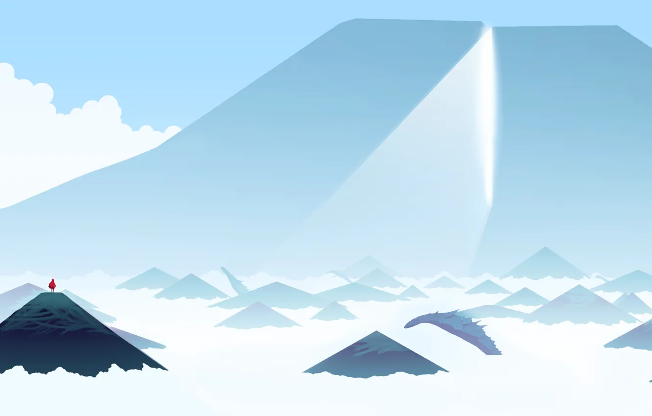 Photo wallpaper the sky, snow, mountains, Journey