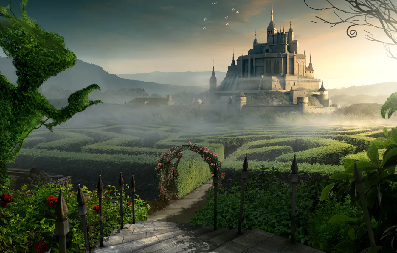 Photo wallpaper castle, fiction, maze