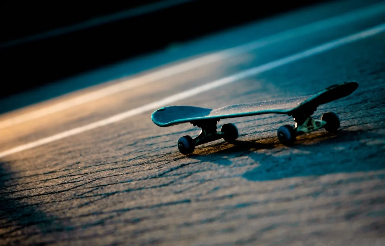Photo wallpaper road, light, night, sport, skate, skateboard