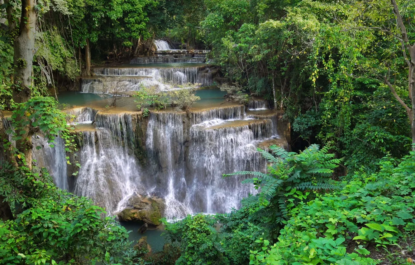 Photo wallpaper waterfall, Thailand, cascade, Khuean Srinagarindra National Park, Huay Mae Khamin