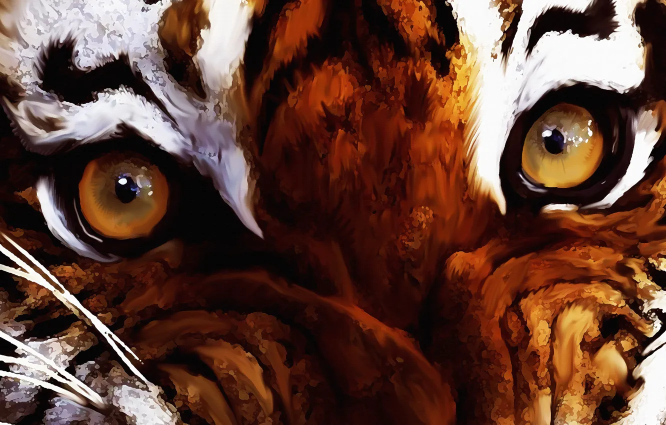 Photo wallpaper eyes, look, digital art, year of the tiger, axlsalles